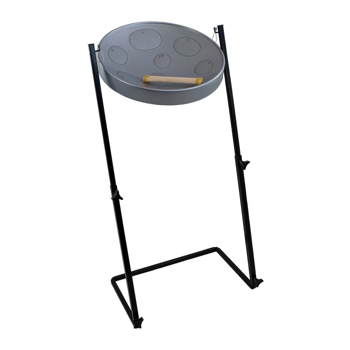 Jumbie Jam steel pan with metal Z stand - grey pan