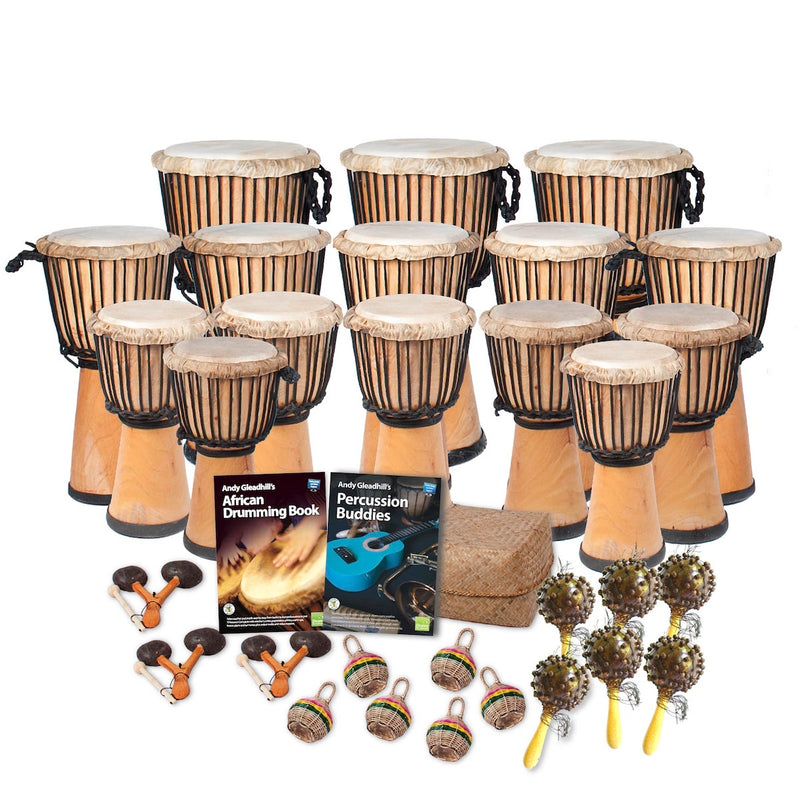 African Drumming – Primary – 5 Wide Top Djembe Drum Pack