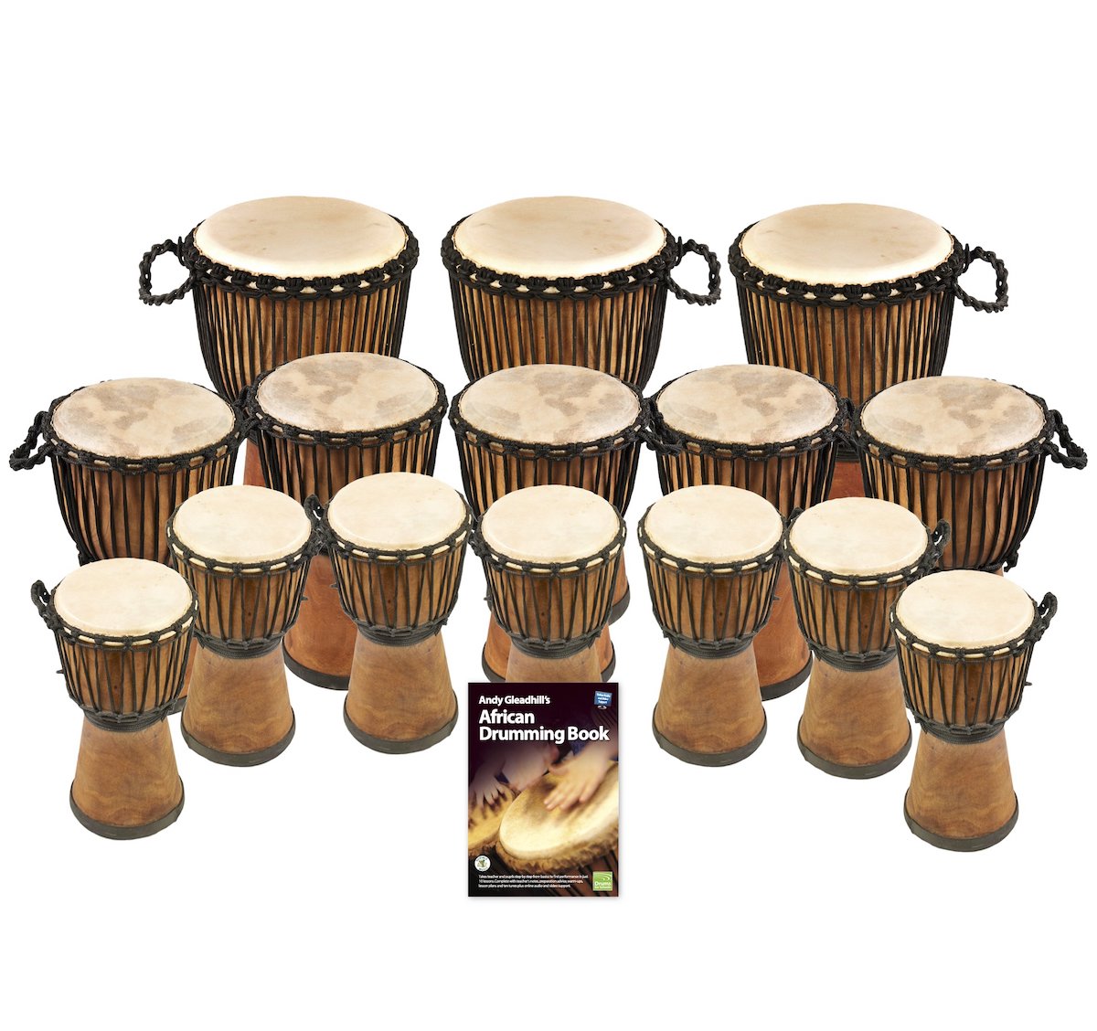 African Drumming – Primary – 15 Wide Top Djembe Drum Pack