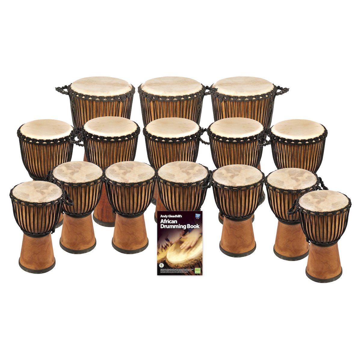African Drumming 15 Wide Top Djembe Drum Pack