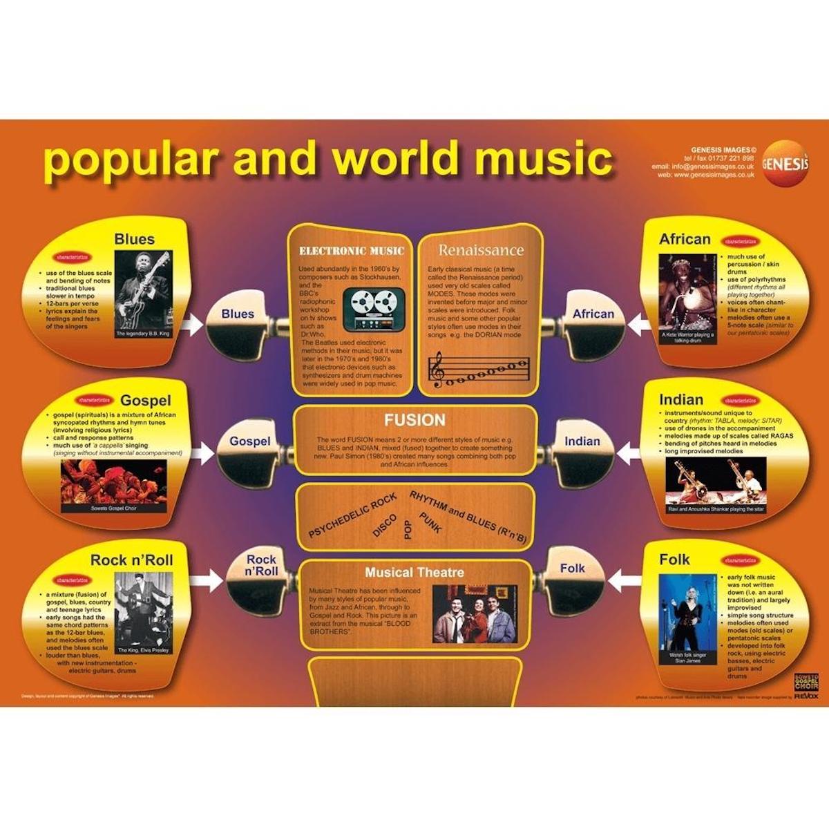 Popular and World Music - A1 wall poster