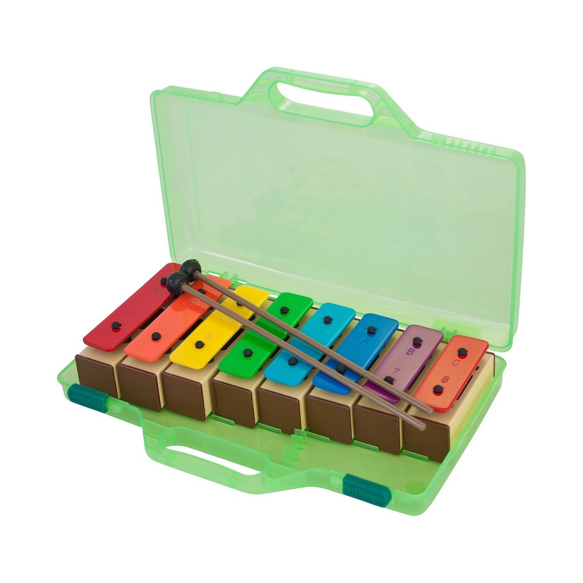 Percussion Plus Colourful Chime Bars in clear case with beaters