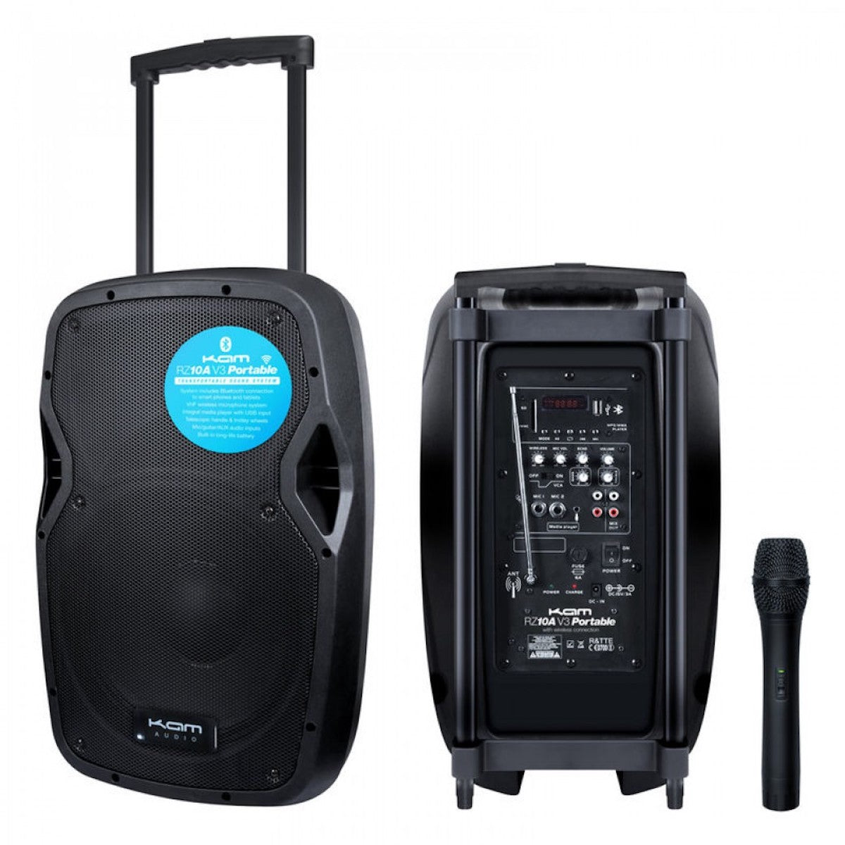 KAM Portable PA System with Microphone and Bluetooth (various sizes)